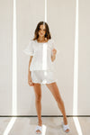 Chloe Rose Bubble Cotton Pyjama set - Ivory White