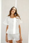Chloe Rose Bubble Cotton Pyjama set - Ivory White