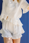 Remi Frill Pyjama Shorts - Ivory White